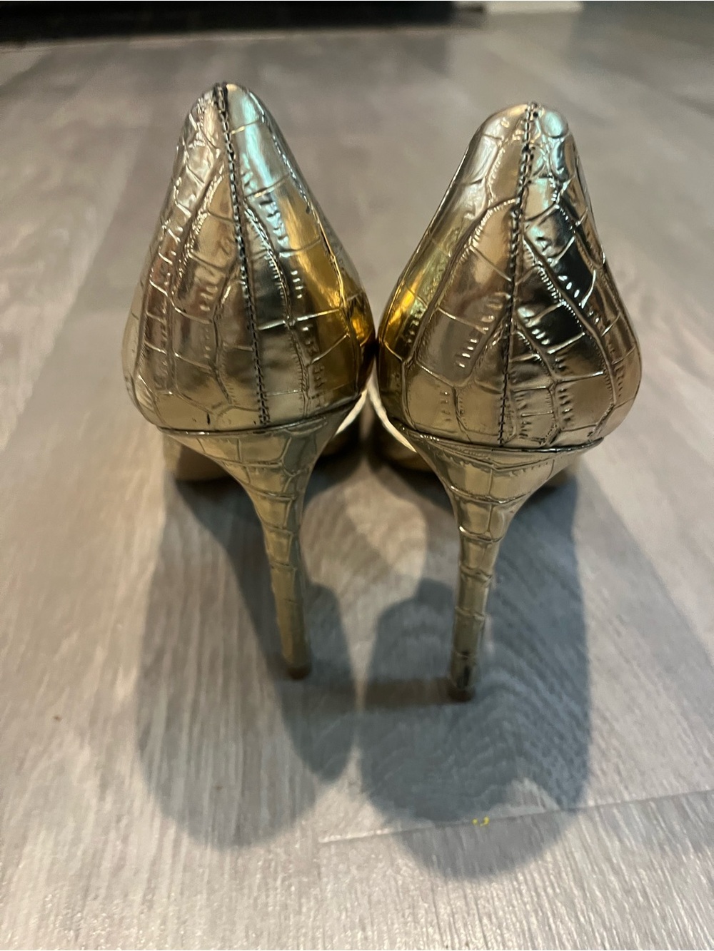 INC International Concepts Metallic Gold Croc-Embossed Pointed-Toe Pumps - Picture 7 of 8